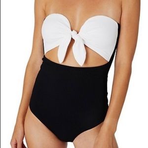 NWOT Onia black and white strapless one piece swimsuit size M